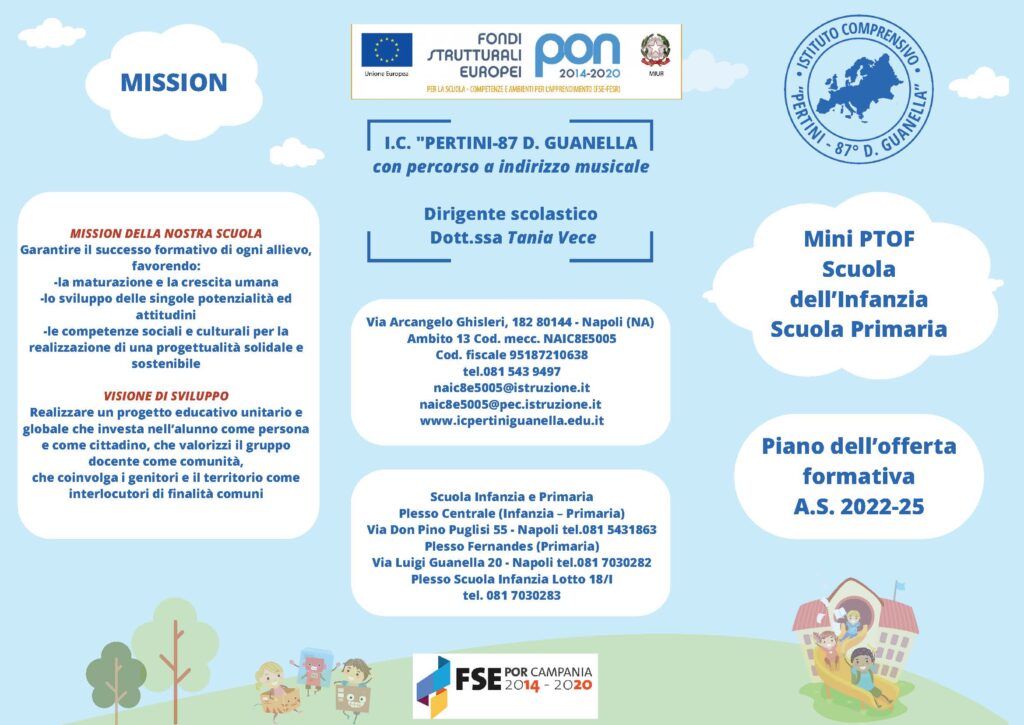 BROCHURE INFORMATIVE PTOF 20222025 Scuola dell’Infanzia e primaria